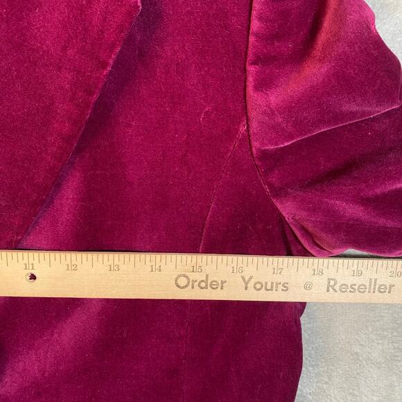 Vintage Y2k Velvet Blazer Jacket Size 6 Two Button Preppy Academia‎ Office Siren - Picture 10 of 13